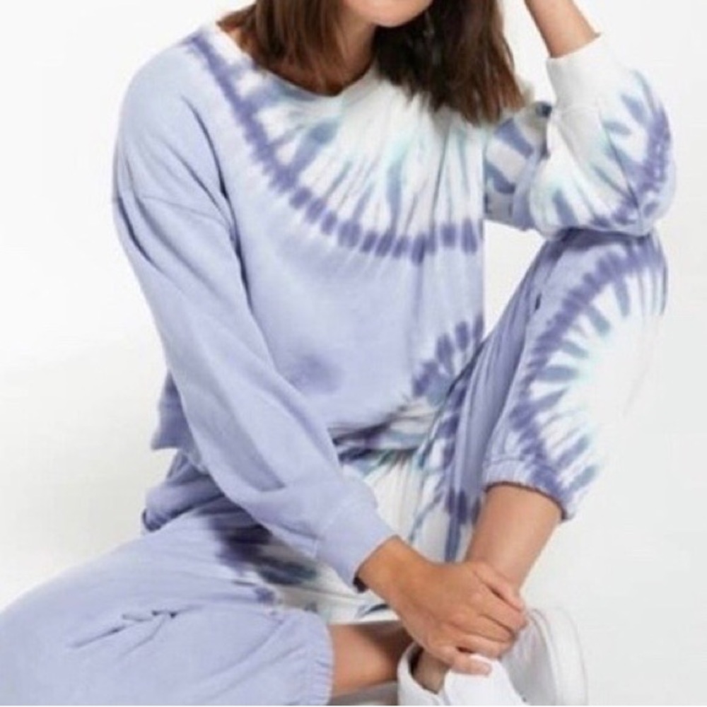 NWT Wildfox Shibori Tie Dye Lavender & Teal Sweatpants / French Terry Joggers - Picture 10 of 12